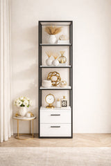 Bücherregal Robbins schwarzes schwarzes weißes Melamin 39x160x39 cm