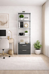 Bücherregal Robbins Weißer Weiß -Anthrazit -Melamin 39x160x39 cm