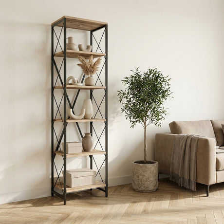 Bücherregal Suadiye Atlantic Pine Black Melamin 50x180x30 cm