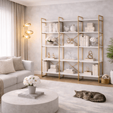 Bücherregal Valdis Marmor Weißgold Melamin 170x175x30 cm