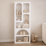 Boekenkasten - Boekenkast met organische vormen wit melamine Nolen 60x150x32 cm - Dimehouse