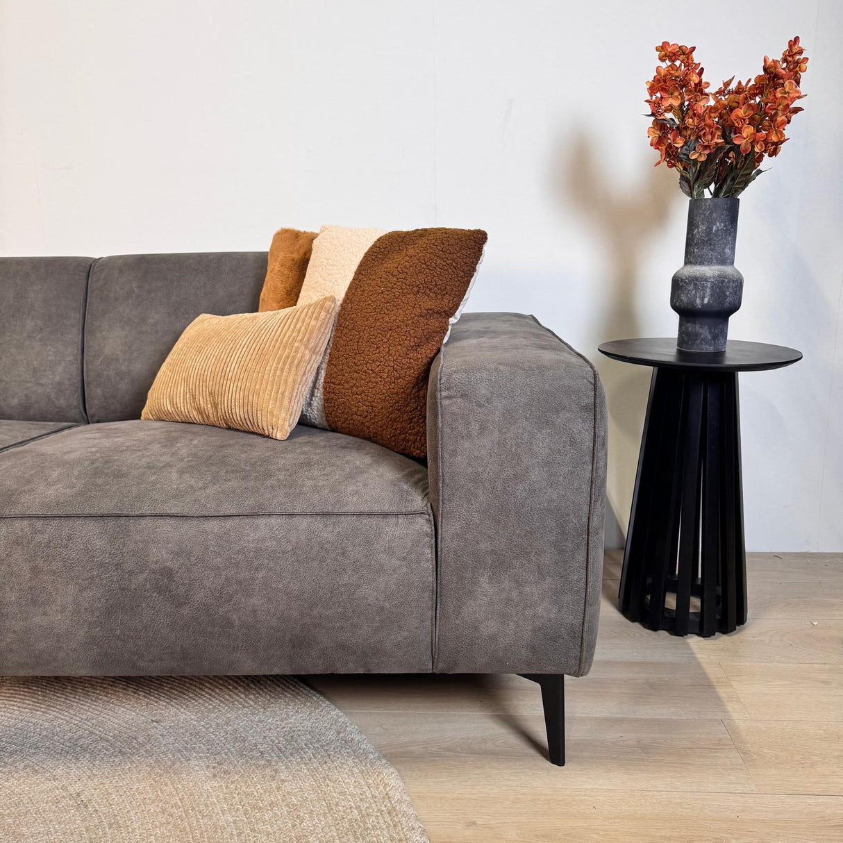 Industrielles Ecksofa Brisbane Eco-Leder Anthrazit - links 