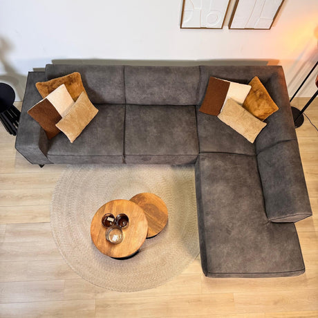 Industrielle Ecksofa Brisbane Eco-Leder Anthrazit - rechts 