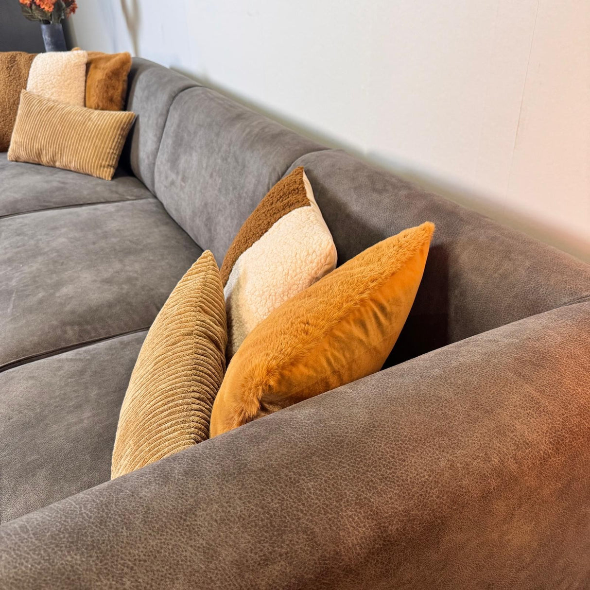 Industrielle Ecksofa Brisbane Eco-Leder Anthrazit - rechts 