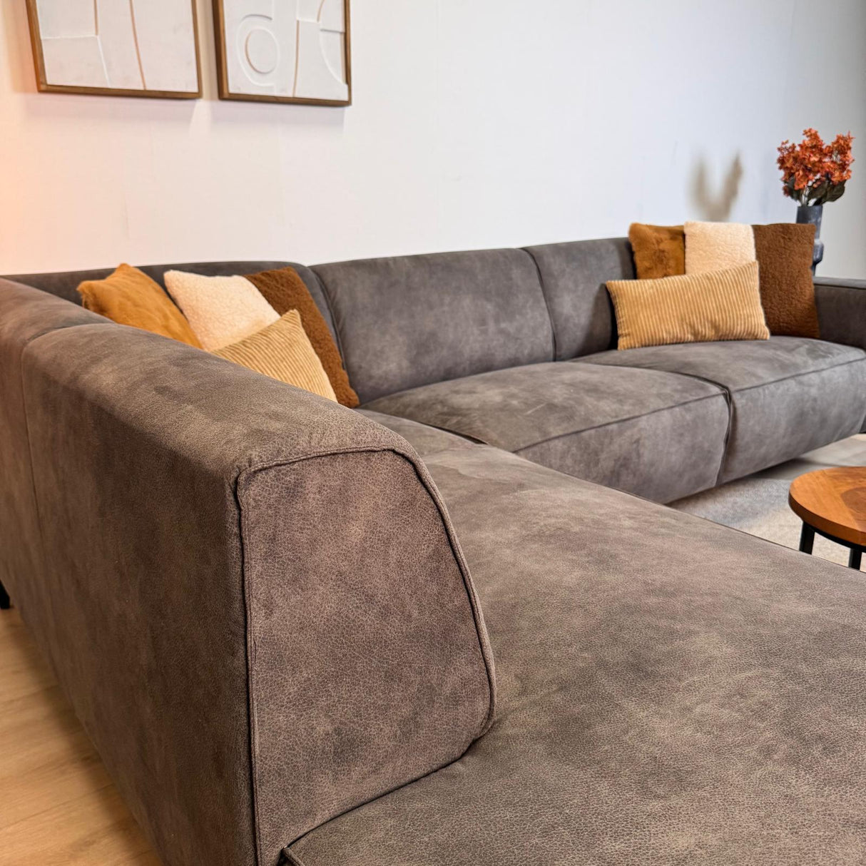 Industrielles Ecksofa Brisbane Eco-Leder Anthrazit - links 