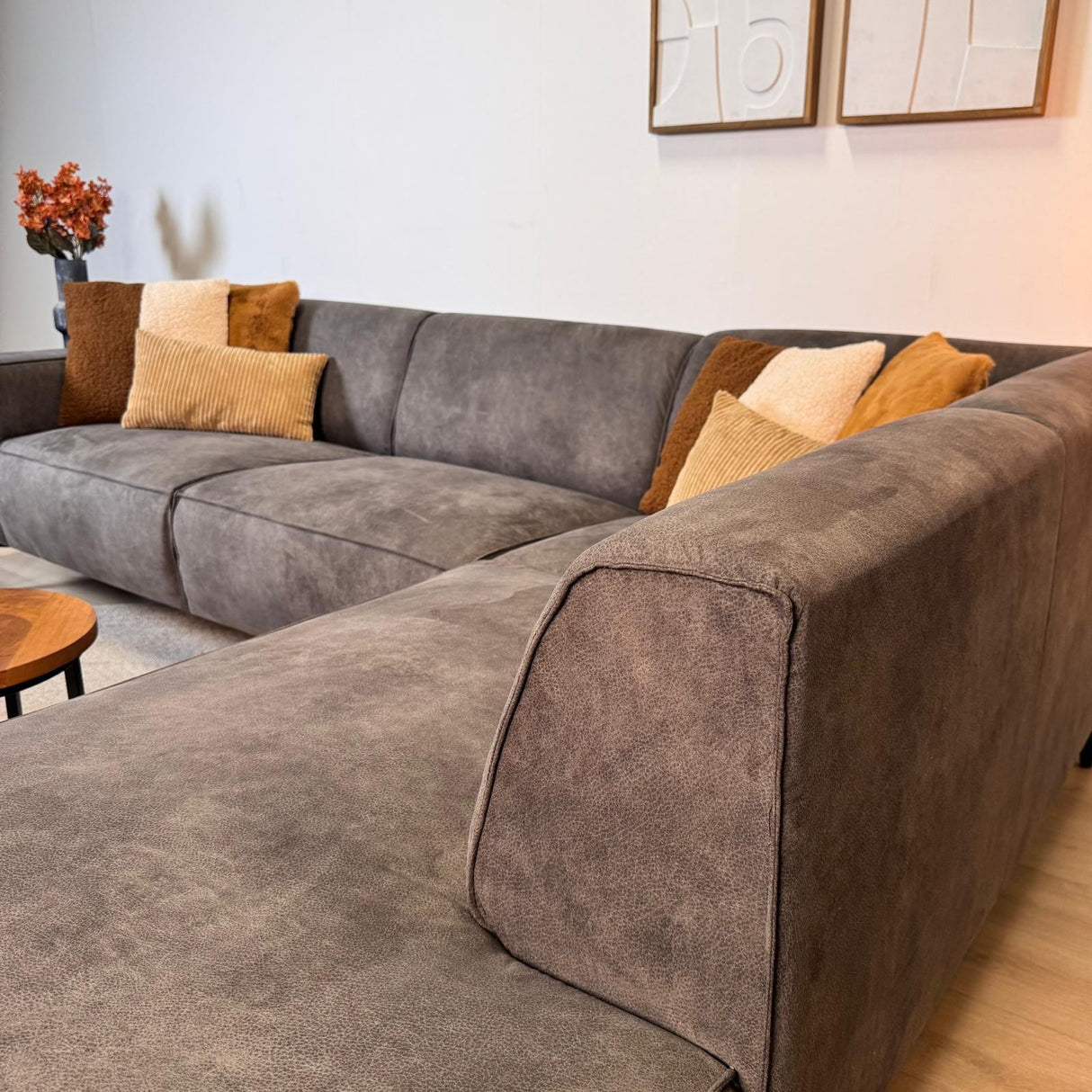 Industrielle Ecksofa Brisbane Eco-Leder Anthrazit - rechts 