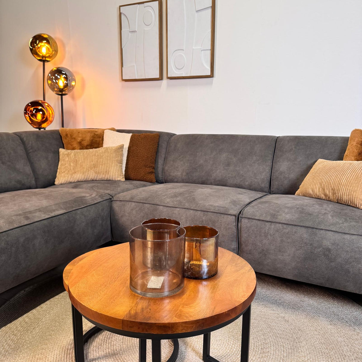 Industrielles Ecksofa Brisbane Eco-Leder Anthrazit - links 