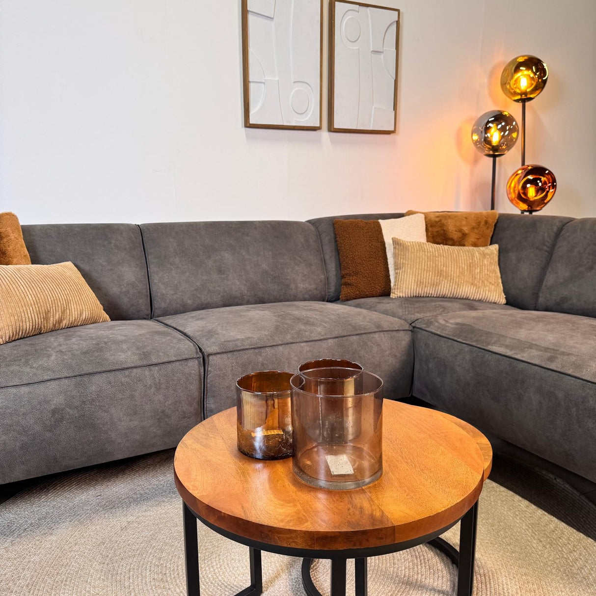 Industrielle Ecksofa Brisbane Eco-Leder Anthrazit - rechts 