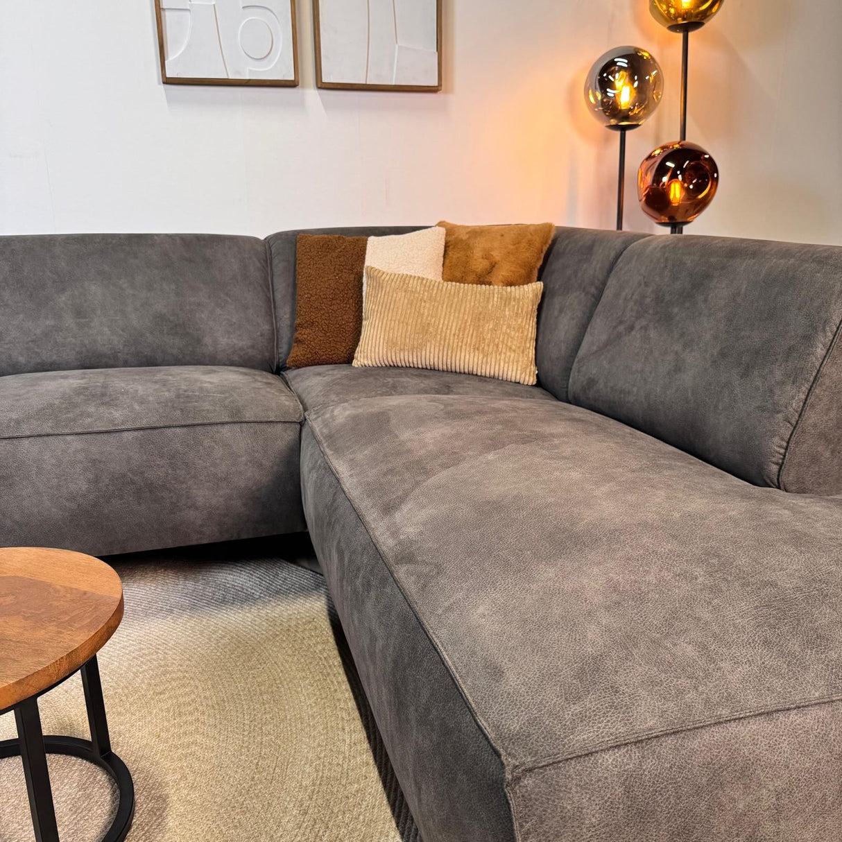 Industrielle Ecksofa Brisbane Eco-Leder Anthrazit - rechts 