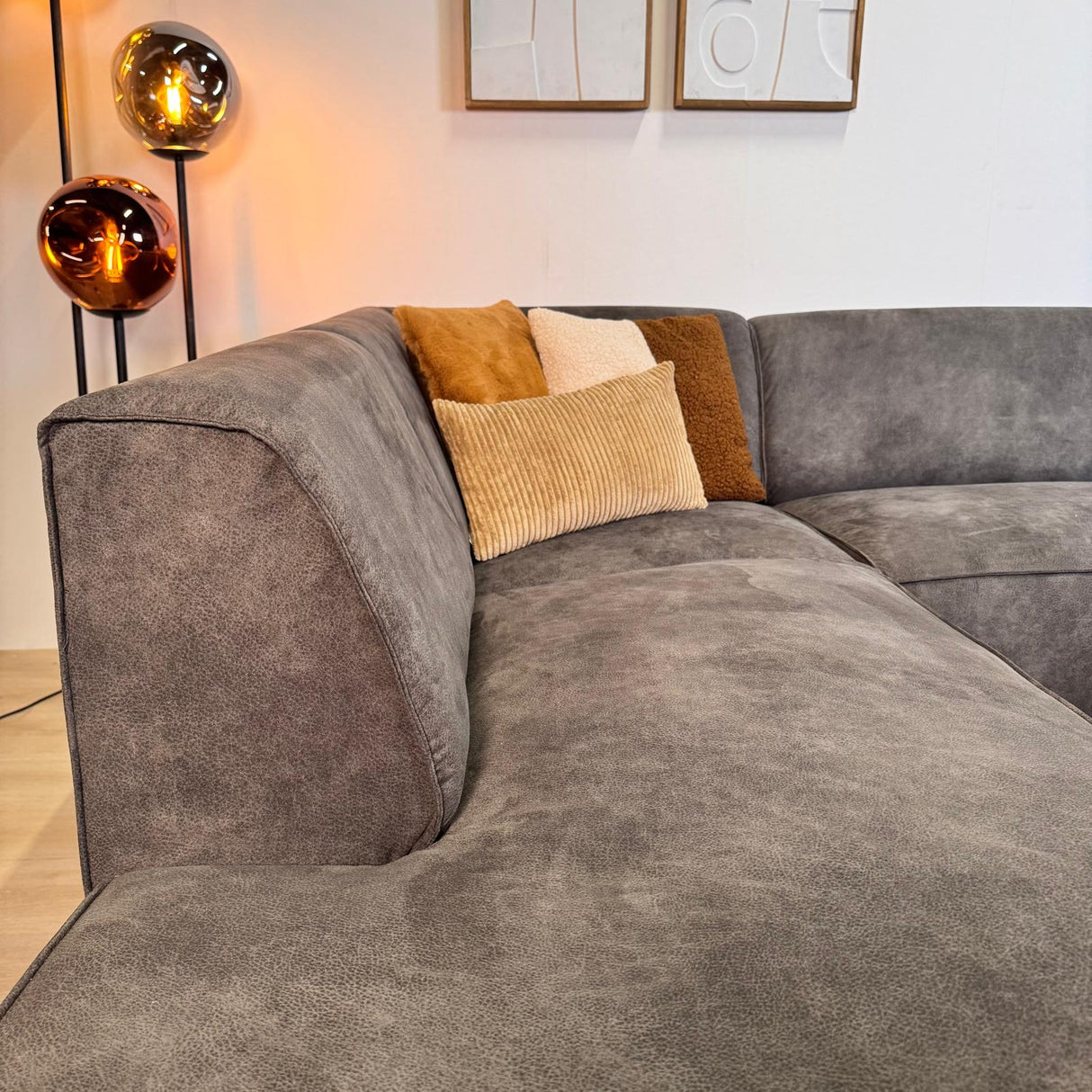 Industrielles Ecksofa Brisbane Eco-Leder Anthrazit - links 