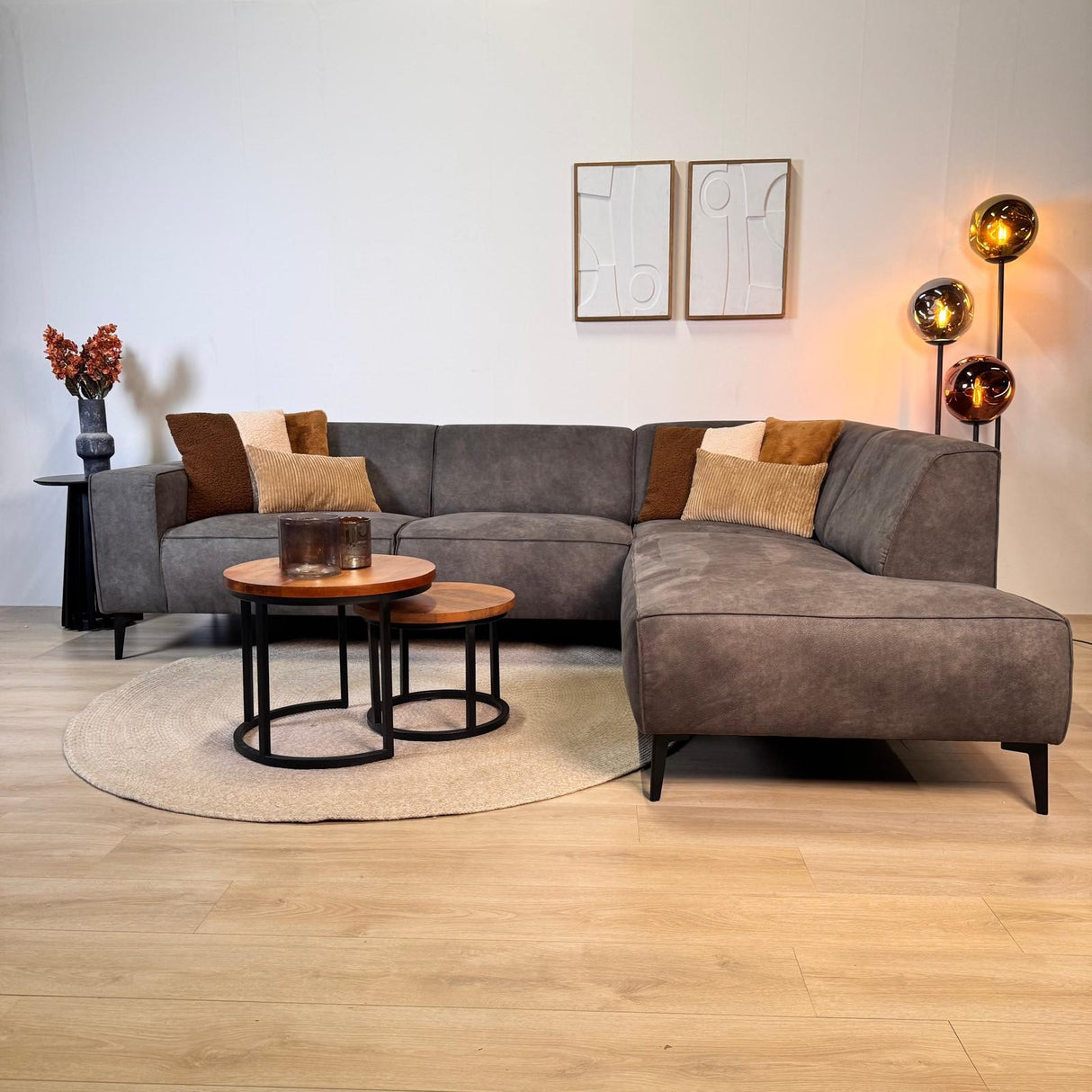 Industrielle Ecksofa Brisbane Eco-Leder Anthrazit - rechts 