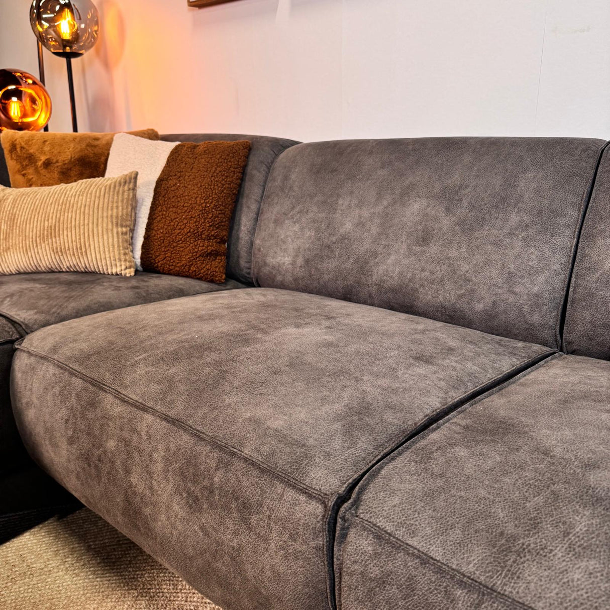 Industrielles Ecksofa Brisbane Eco-Leder Anthrazit - links 