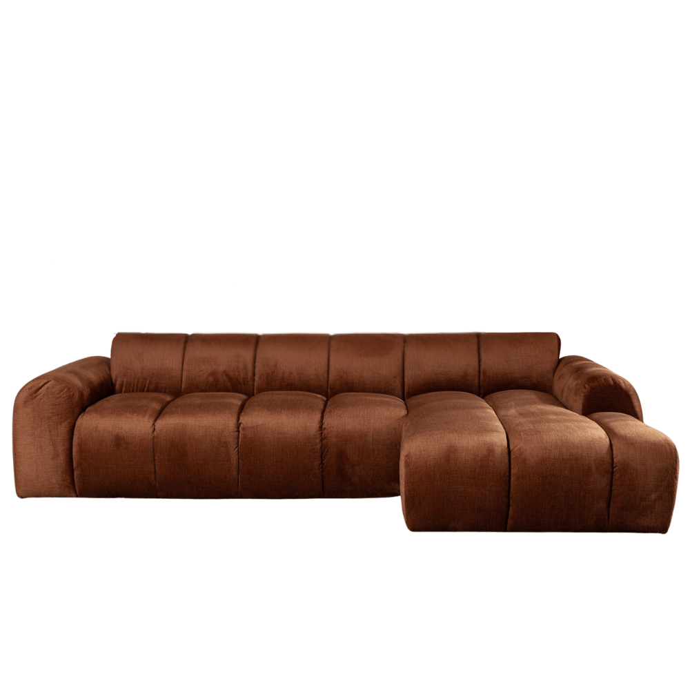 Banken-Ecksofa mit Lounge-Käufer Samt Strukturstoff - Streifen - rechts - Brix-Dimehouse