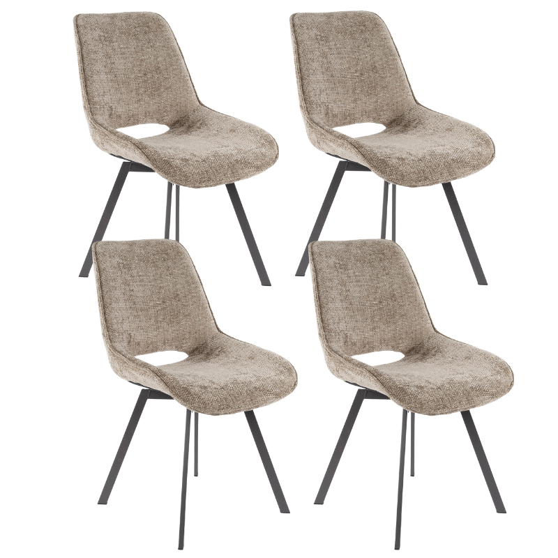Set von 4 drehbaren Esszimmerstühlen Silos Chenille Braun 