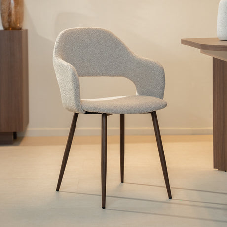 Eetkamerstoelen-Japandi Eetkamerstoel Zand - Open rug - Walnootlook Frame - Aki-Dimehouse