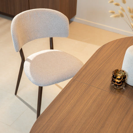 Eetkamerstoelen-Japandi Eetkamerstoel Yura Beige - Walnootlook Frame-Dimehouse