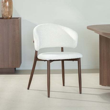 Eetkamerstoelen-Japandi Eetkamerstoel Yuka Beige - Walnootlook Frame-Dimehouse