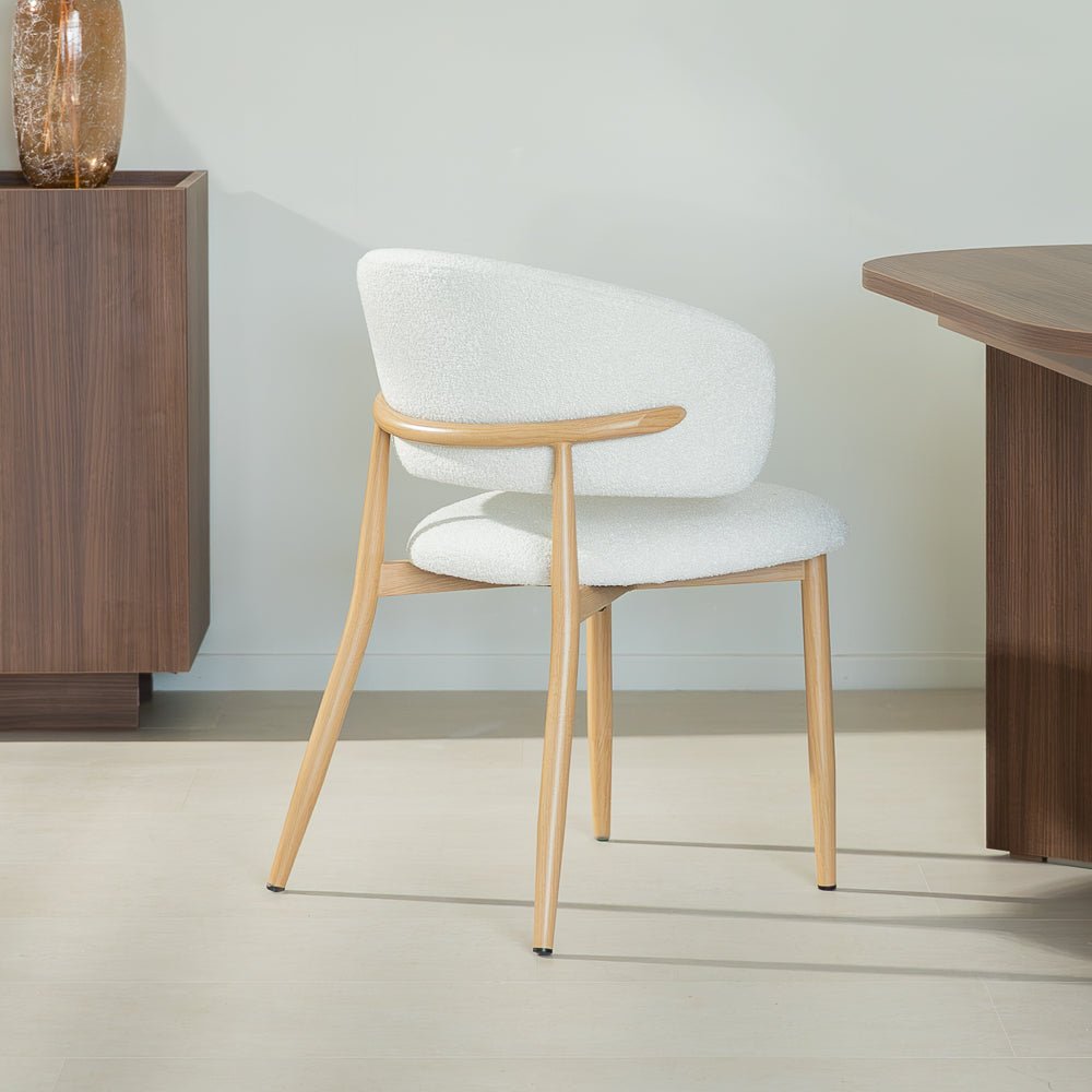 Esszimmerstühle-Japandi Esszimmerstuhl Yuka Beige - Rahmen in Eichenoptik -Dimehouse