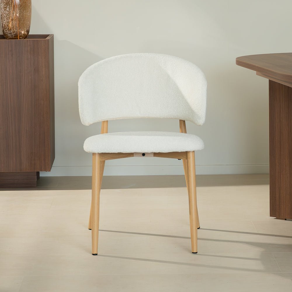 Esszimmerstühle-Japandi Esszimmerstuhl Yuka Beige - Rahmen in Eichenoptik -Dimehouse