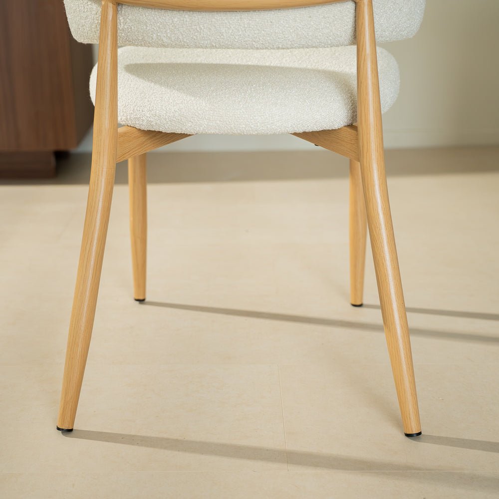 Esszimmerstühle-Japandi Esszimmerstuhl Yuka Beige - Rahmen in Eichenoptik -Dimehouse