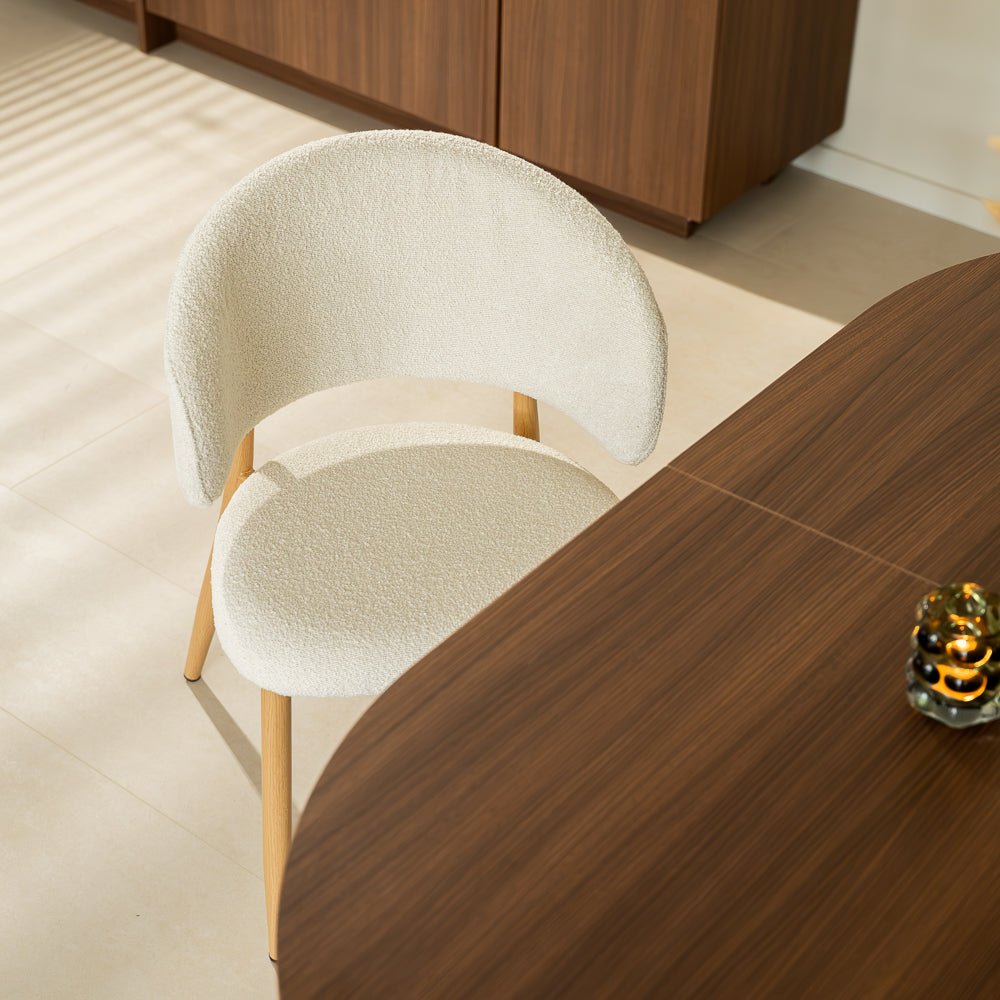 Esszimmerstühle-Japandi Esszimmerstuhl Yuka Beige - Rahmen in Eichenoptik -Dimehouse