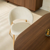 Esszimmerstühle-Japandi Esszimmerstuhl Yuka Beige - Rahmen in Eichenoptik -Dimehouse