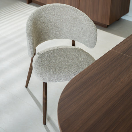 Eetkamerstoelen-Japandi Eetkamerstoel Yuka Zand - Walnootlook Frame-Dimehouse