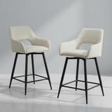 Draaibare Barkruk Beige Stof Skye - Zithoogte 67 cm - Met Armleuningen sfeerfoto in modern interieur