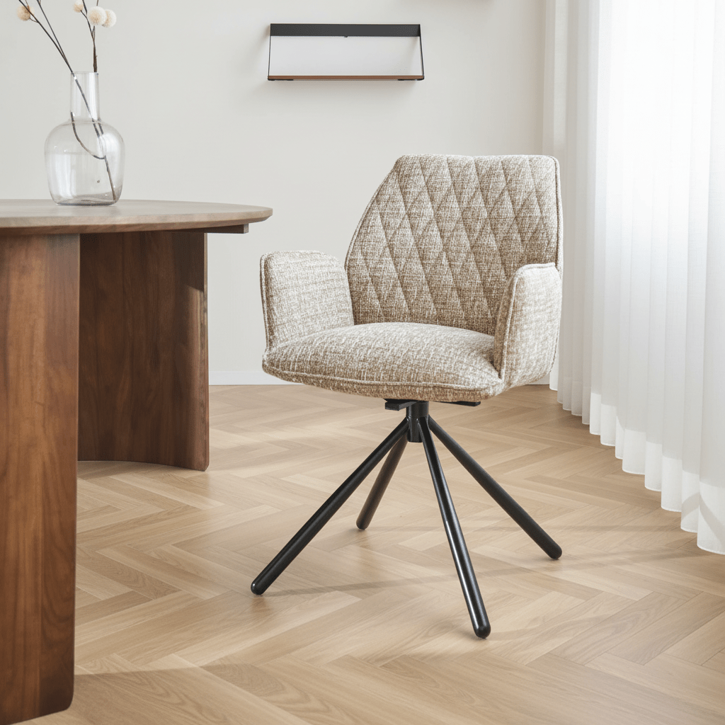 Drehbar Esszimmerstuhl Beige Novan Chenille| Dimehouse