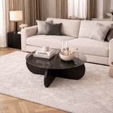 Couchtisch Aris Rund 75 cm Glas - Schwarzes Gestell 