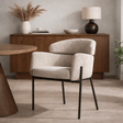 Esszimmerstühle - Esszimmerstuhl Bouclé Beige - Japandi - runde Formen - Lola - Dimehouse