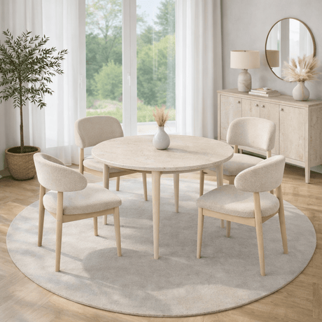Eettafels - Eettafel travertin melamine uitschuifbaar 100 - 130 cm - Vienna - Dimehouse