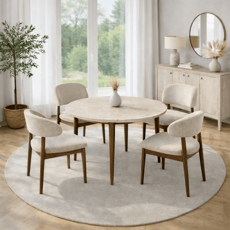 Eettafels - Eettafel travertin en walnoot melamine uitschuifbaar 100 - 130 cm - Vienna - Dimehouse
