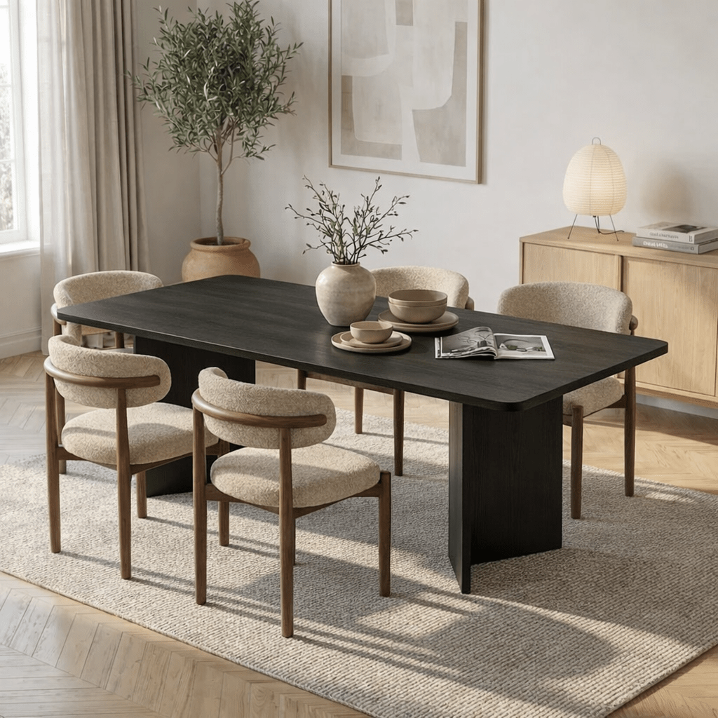 Schwarzer rechteckiger Esstisch aus Melamin 180x89,5x75 cm - Linova