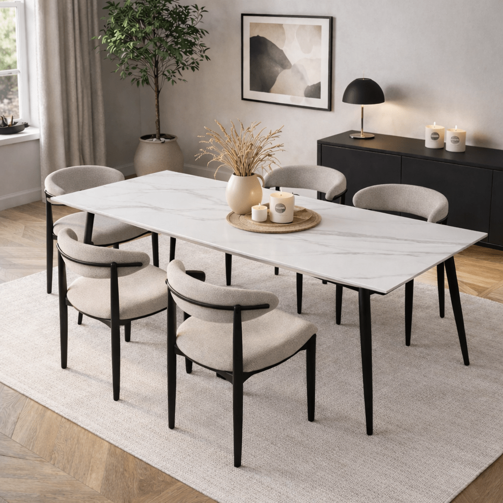 Eettafels - Eettafel Sintered Stone Marmerlook Wit - Jules - Dimehouse