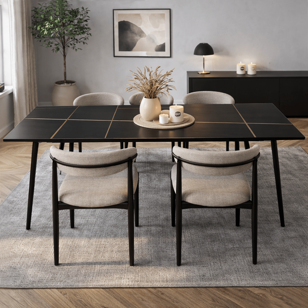 Esstisch Sinterstein Marmoroptik Schwarz - Jules