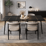 Esstisch Sinterstein Marmoroptik Schwarz - Jules