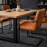 Esstisch Lenzo Rustikale Eiche - Schwarzes U-Bein