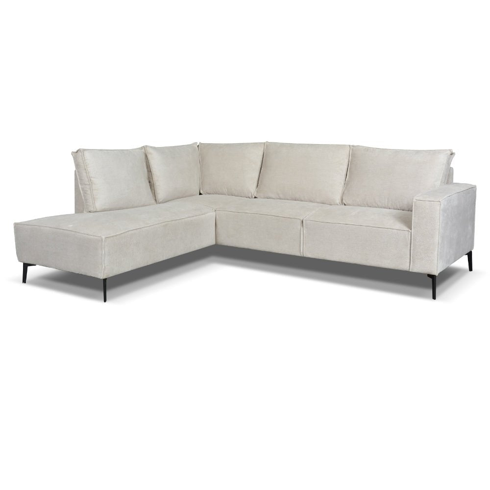 Ecksofa Yara mit Chaise Longue verließ Chenille Beige