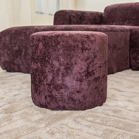 Hockers-Hocker paars chenille stof - 40x40x35 cm - Mara-Dimehouse