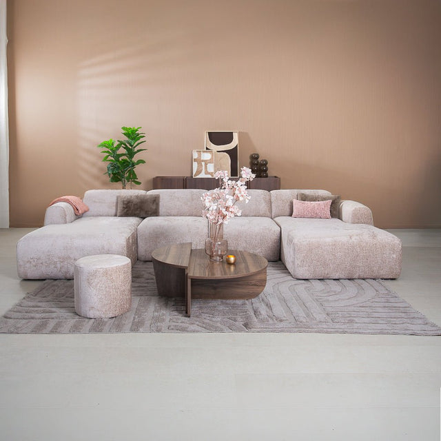 Banken-U-bank zand chenille stof - 342x165 cm - Shane-Dimehouse