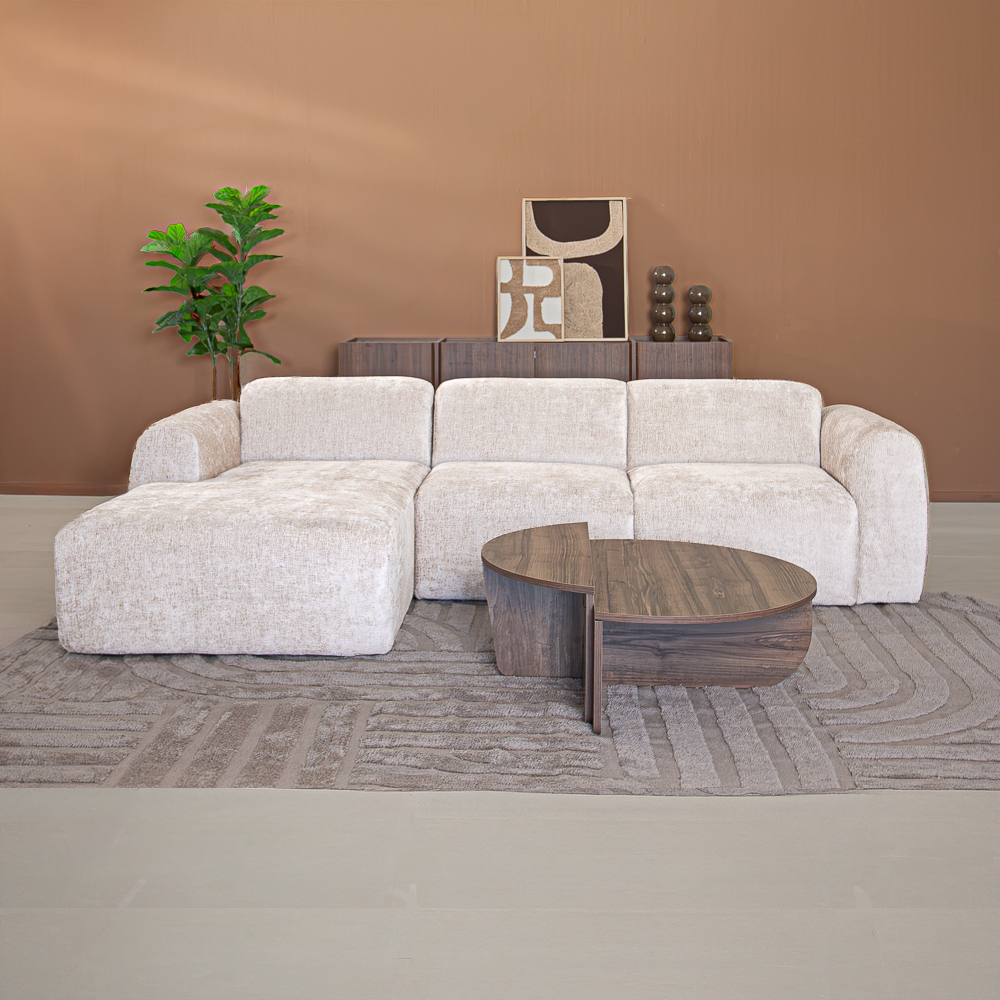 Ecksofa  beige Chenille Stoff - 292x170 cm - Shane - links