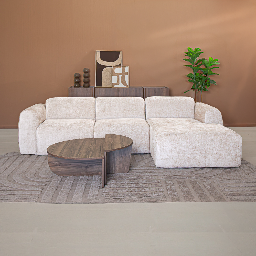 Ecksofa beige Chenille Stoff - 292x170 cm - Shane - rechts