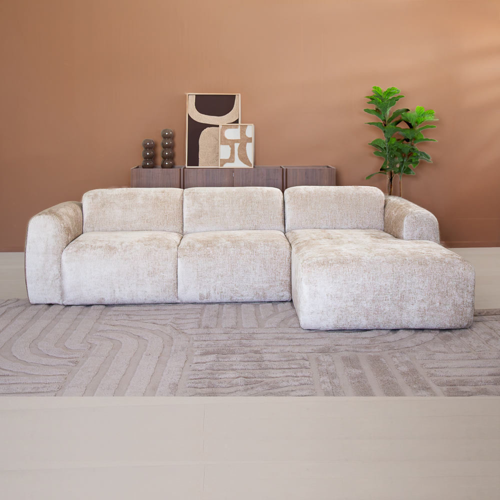 Ecksofa beige Chenille Stoff - 292x170 cm - Shane - rechts