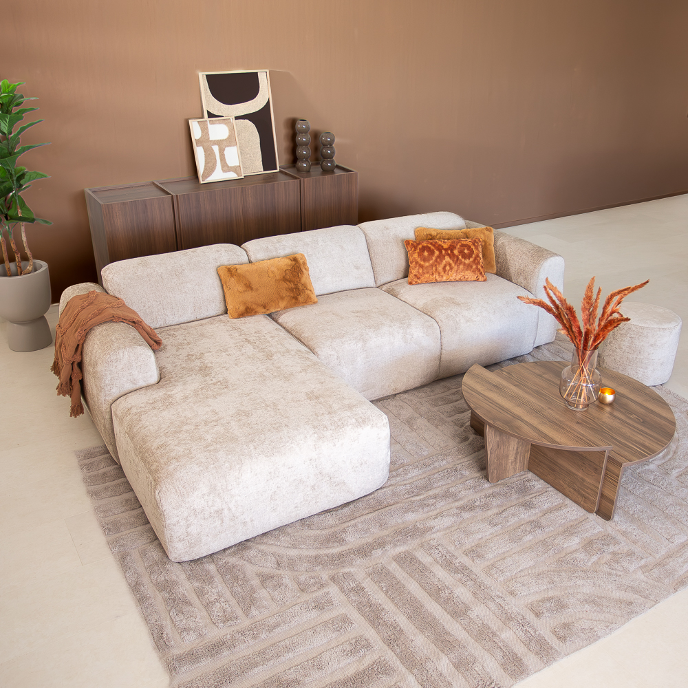 Ecksofa  beige Chenille Stoff - 292x170 cm - Shane - links