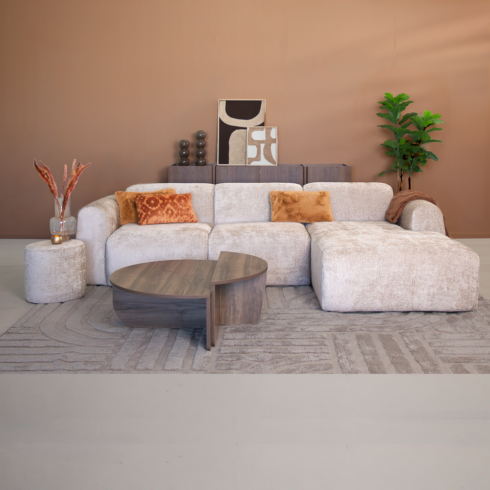 Ecksofa beige Chenille Stoff - 292x170 cm - Shane - rechts