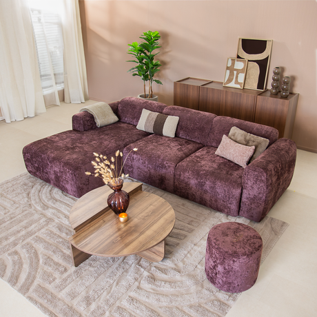 Banken-Ecksofa lila Chenille Stoff - 292x170 cm - Shane - links -Dimehouse