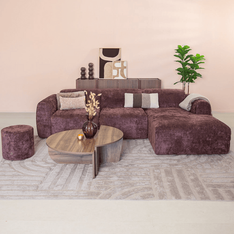 Banken-Hoekbank paars chenille stof - 292x170 cm - Shane - rechts-Dimehouse