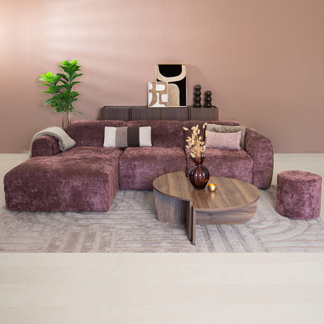 Banken-Ecksofa lila Chenille Stoff - 292x170 cm - Shane - links -Dimehouse