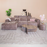 Banken-Ecksofa Taupe Chenille Stoff - 272x170 cm - Shane - links -Dimehouse